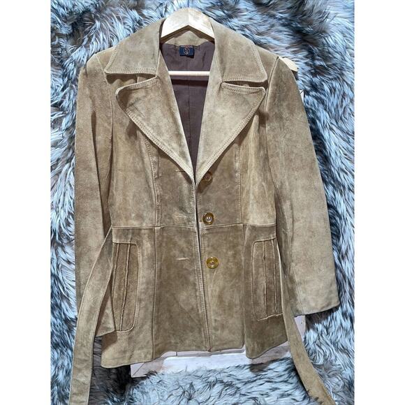 Vintage Tan Suede Leather Jacket Women's‎ Size 11/12